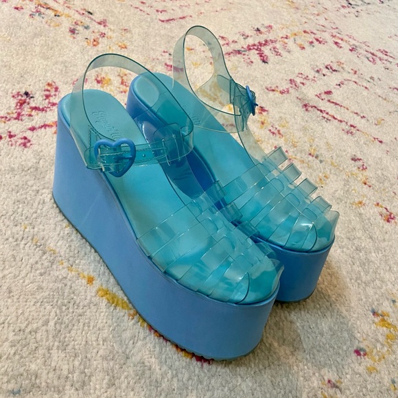 Dolls Kill Shoes Sugarthrillz Blue Platform Sandals W8 Poshmark